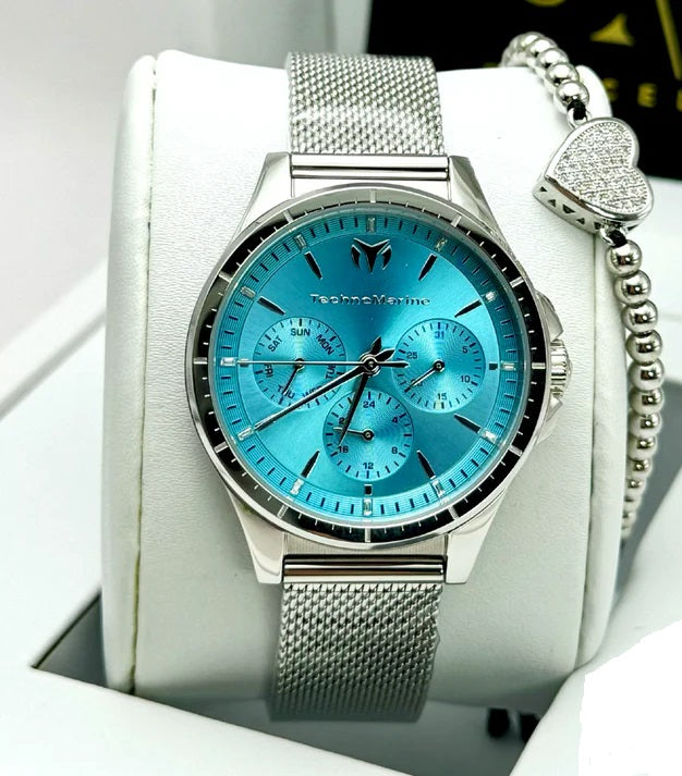Reloj Technomarine Moonsun para hombre - 45 mm. Plata. Azul (822020)