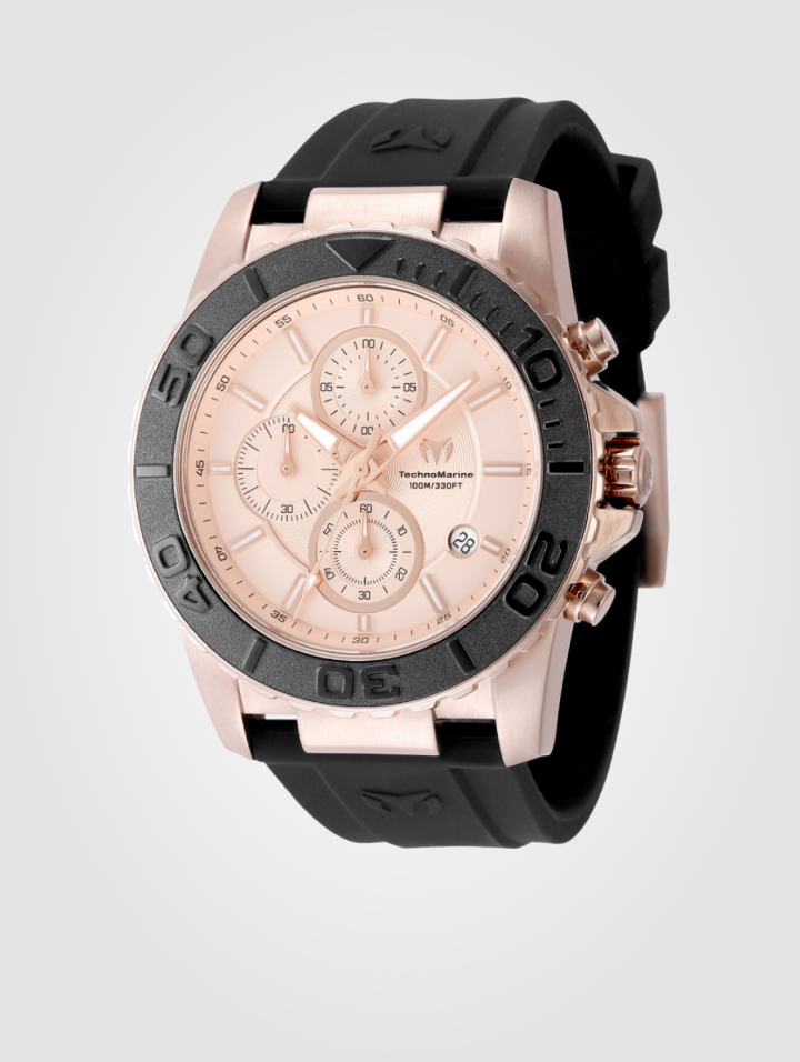 Reloj TechnoMarine Sea Grace para hombre - 45 mm, negro y oro rosa (TM-725007)