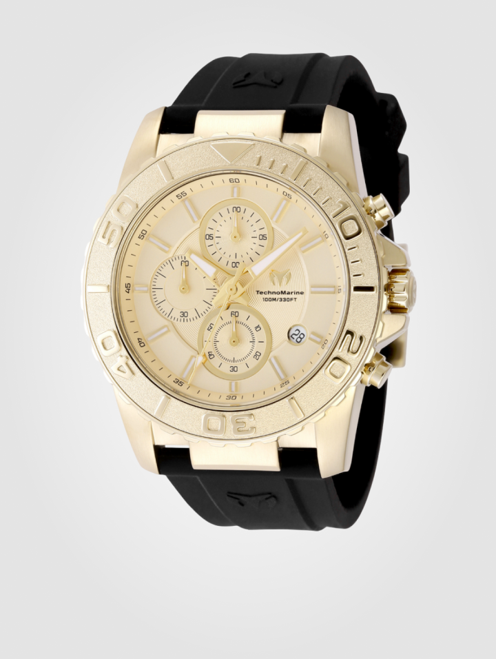 Reloj TechnoMarine Sea Grace para hombre - 45 mm, negro y dorado (TM-725009)