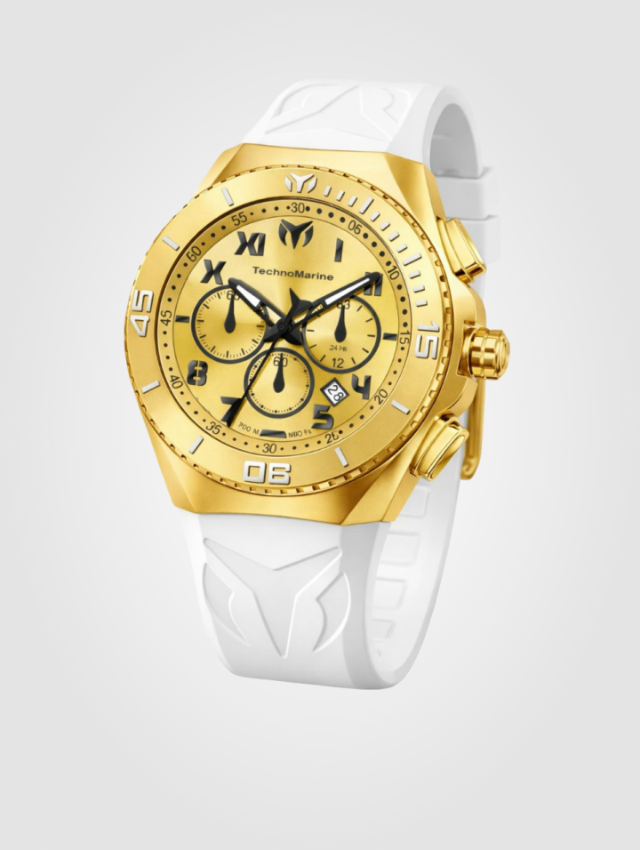 Reloj TechnoMarine Manta para hombre - 48 mm, Blanco. Dorado (TM-225020)