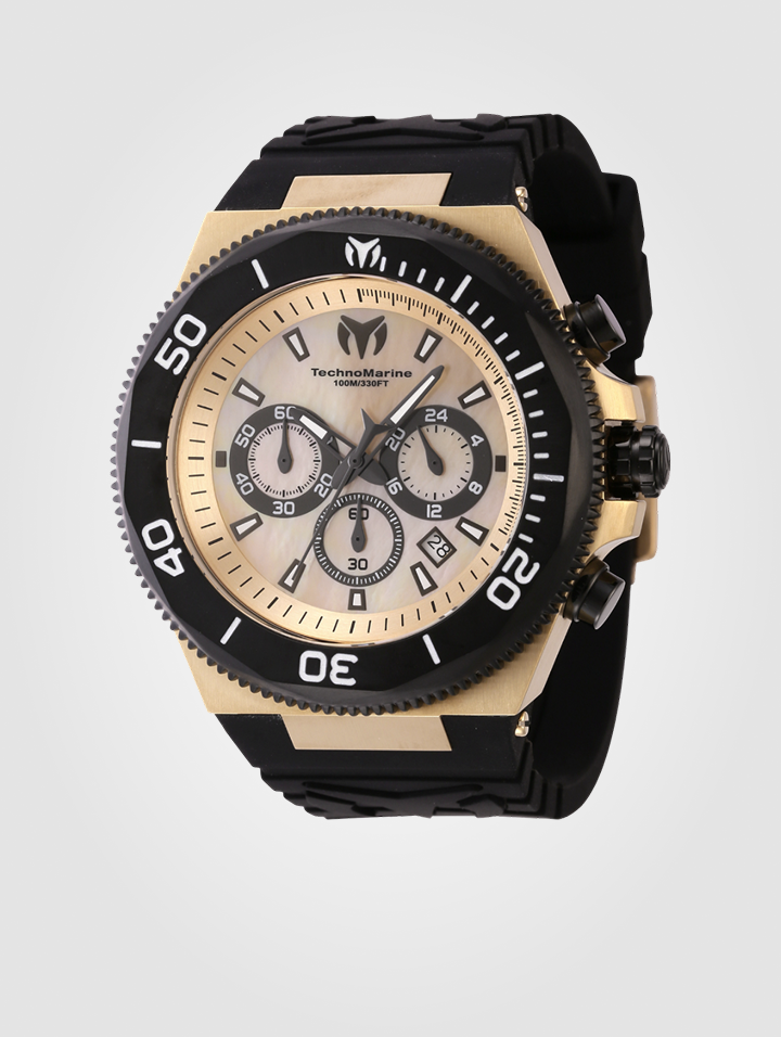 Reloj TechnoMarine Manta Ocean para hombre - 48 mm, Negro. Dorado (TM-222081)