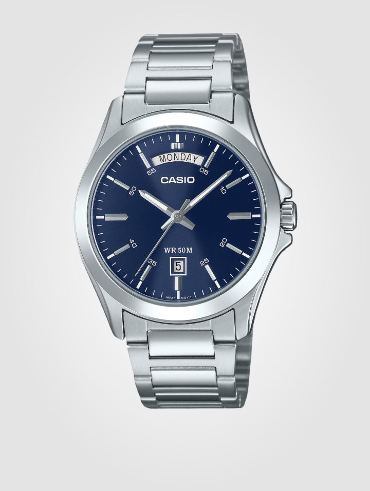Reloj Casio MTP-1370D-2A2VDF Plata- Azul