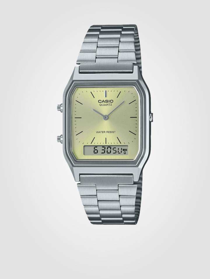 Casio Analogo- Digital Ref AQ-230A-9A-Plata-Verde