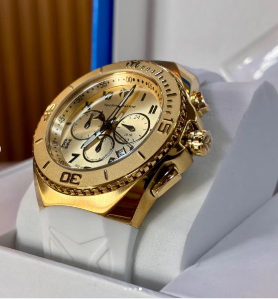 Reloj TechnoMarine Manta para hombre - 48 mm, Blanco. Dorado (TM-225020)