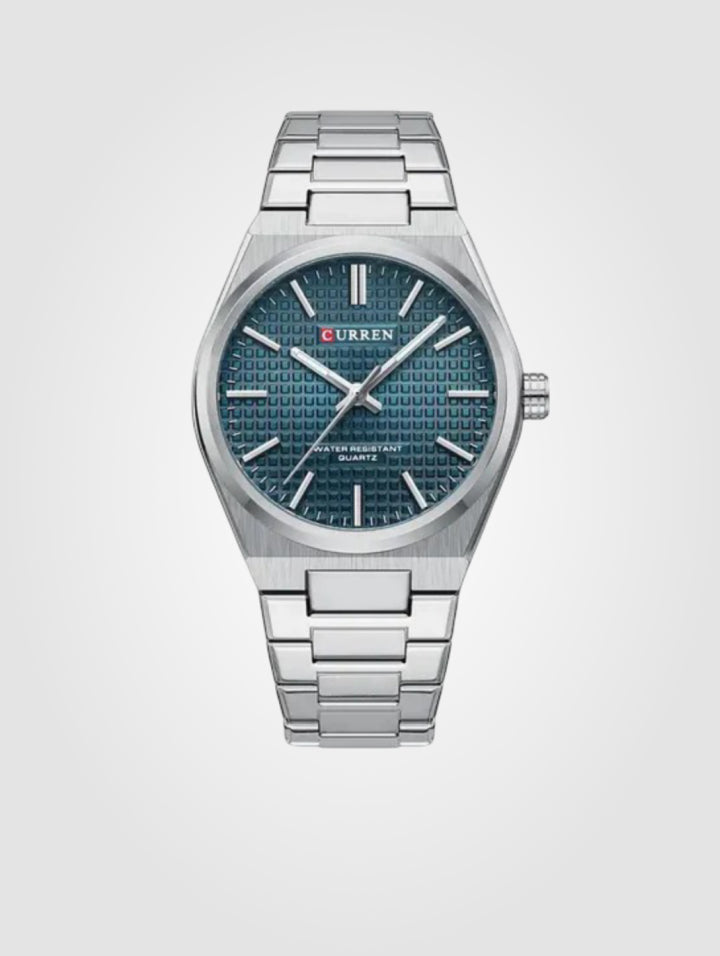 Curren 8439 Plata-Azul para Dama 34mm, Acero Inoxidable-Resistente al agua