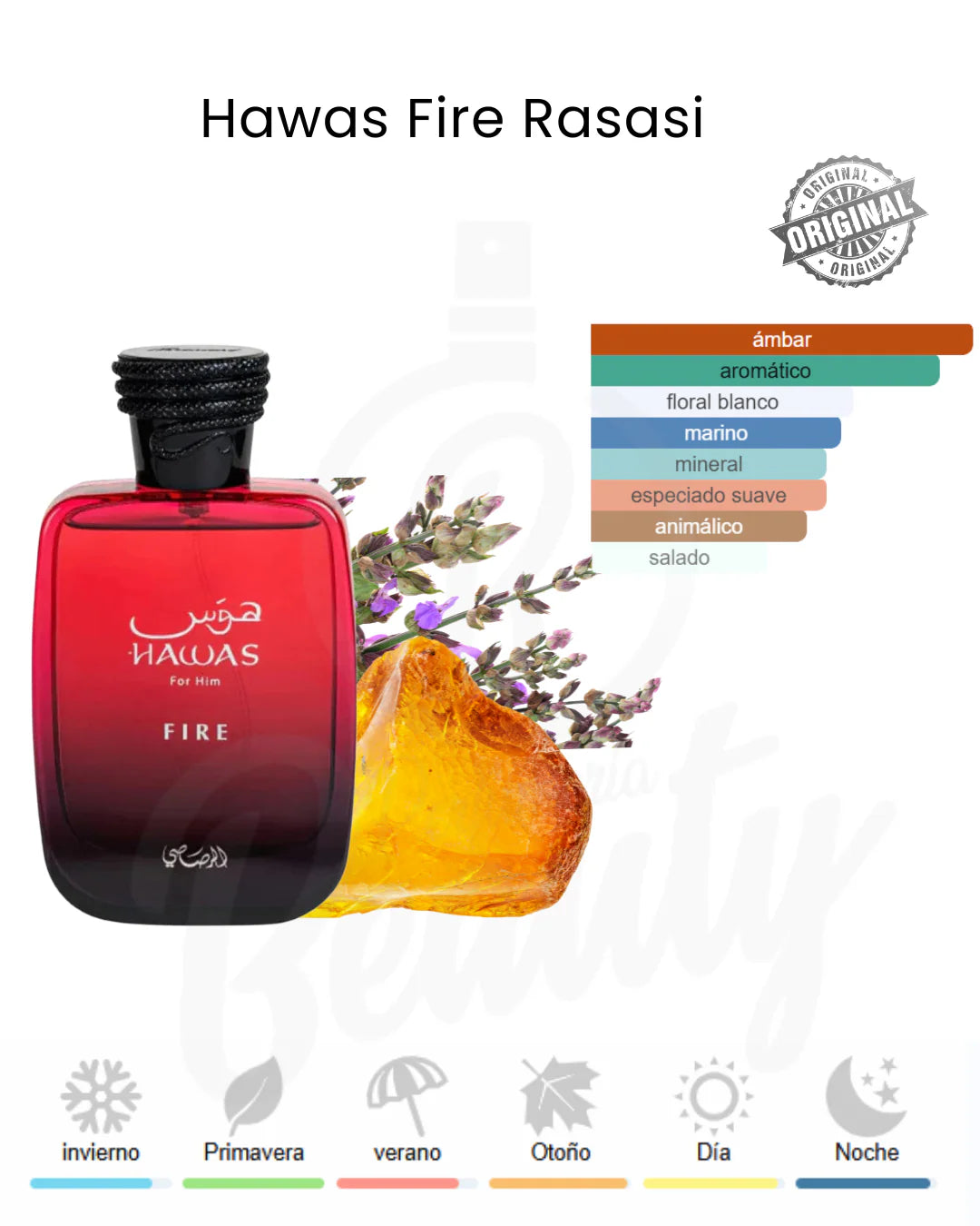 Reloj Casio Dorado MTP-V006D + Perfume Hawas Fire 100 ml — Rasasi