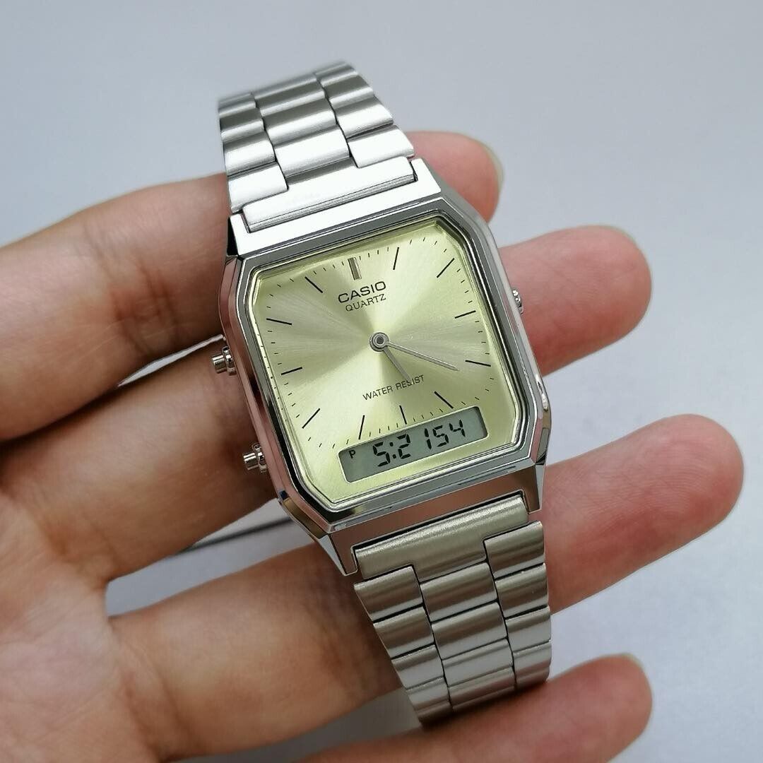 Casio Analogo- Digital Ref AQ-230A-9A-Plata-Verde